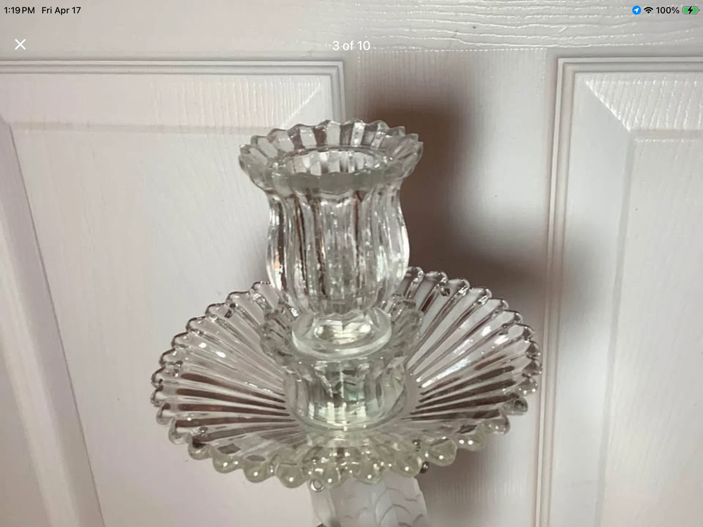 Antique Pressed Satin Glass Mermaid Candlestick 🐞 - photo 3