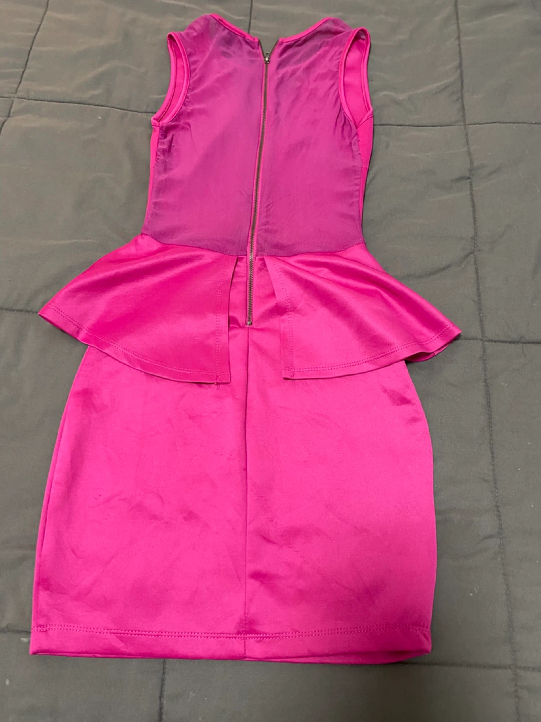 Hot Pink Peplum Dress with Sheer Illusion - photo 2