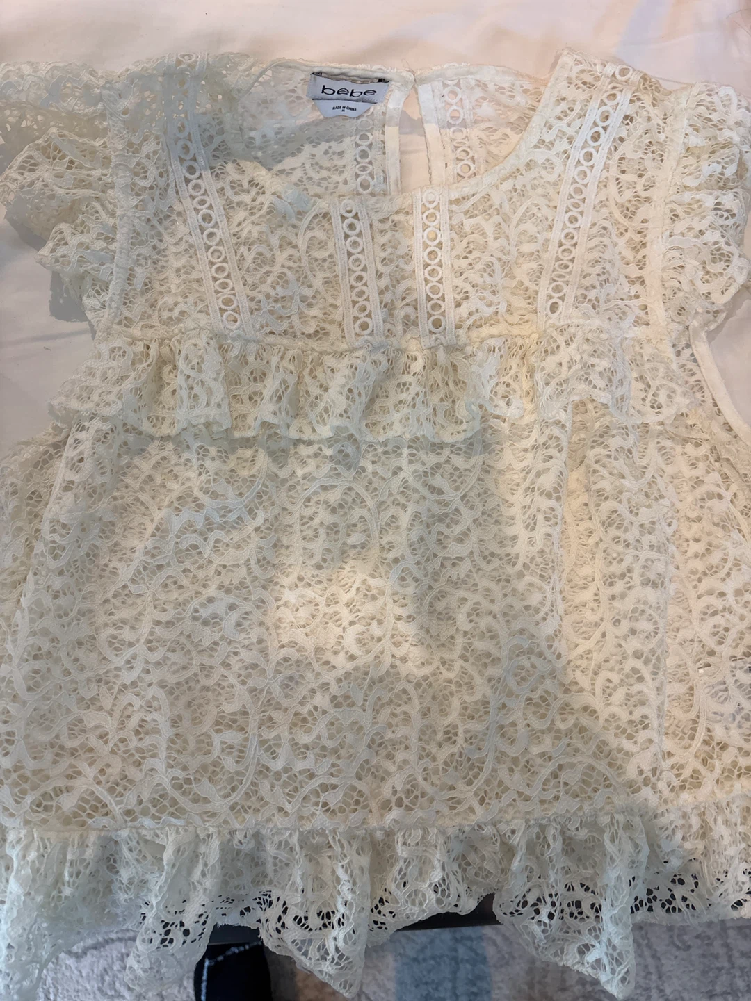 Bebe Lace Dress - Cream - Size M