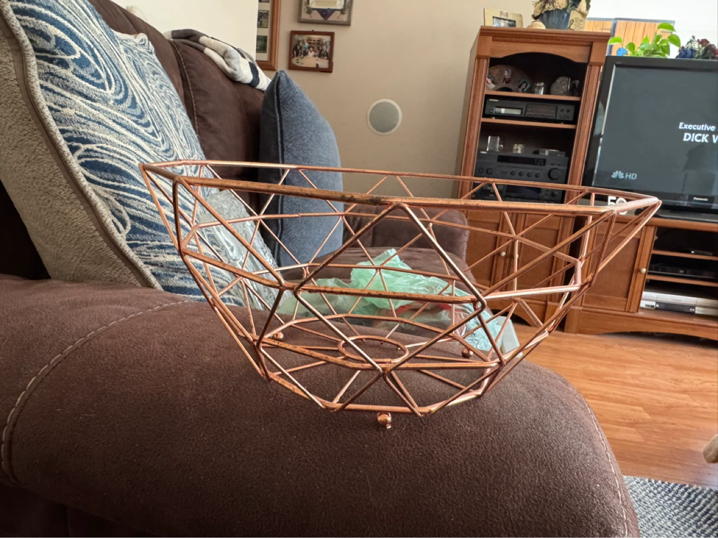 Copper Geometric Wire Basket