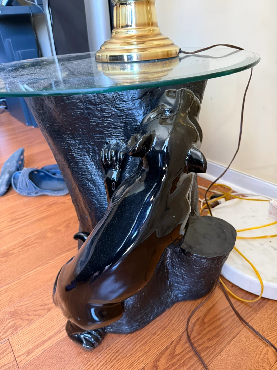 Black Panther End Table with Glass Top - photo 2