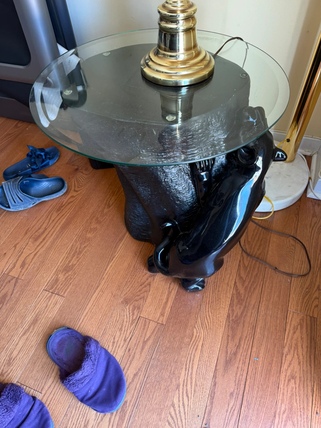 Black Panther End Table with Glass Top - photo 3