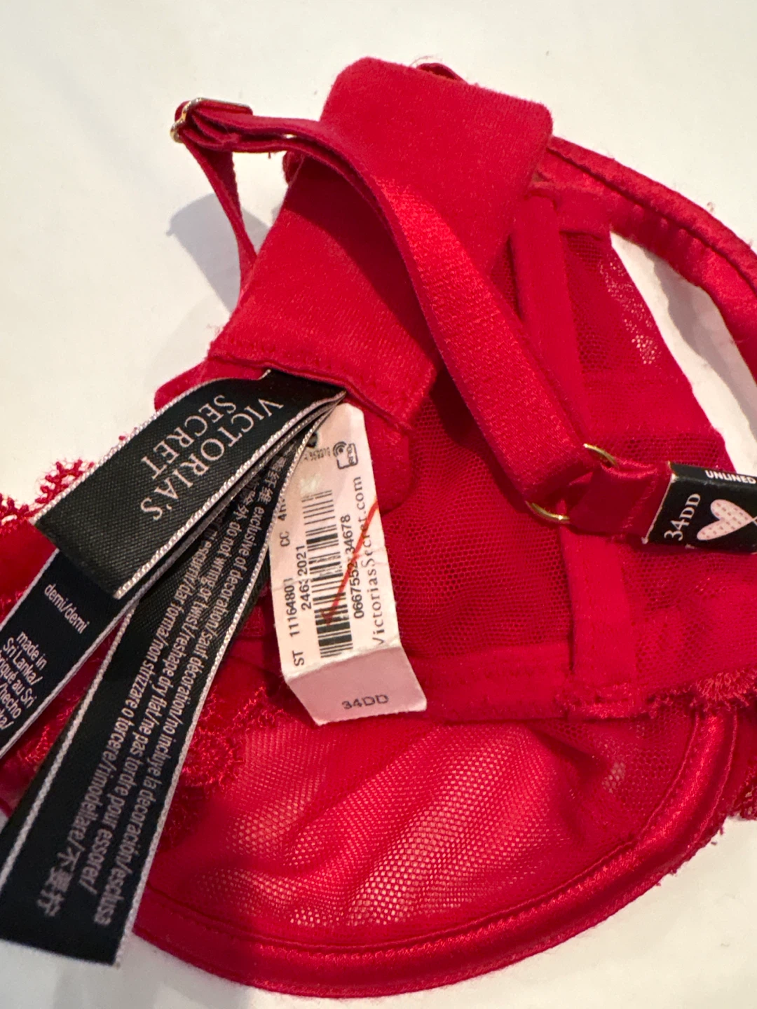 Victoria's Secret Red Lace Bra 34DD - photo 2