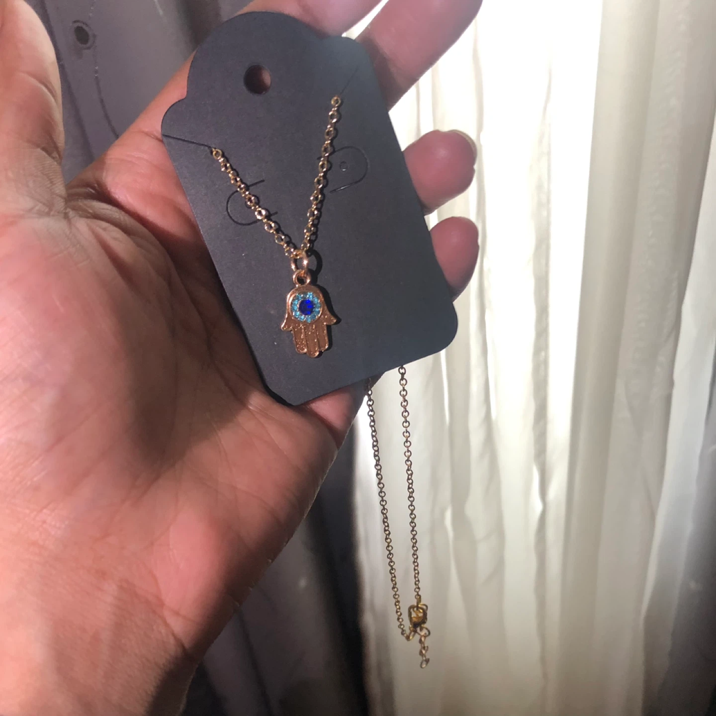 Hamsa Hand Necklace- 14k gold plated - photo 4
