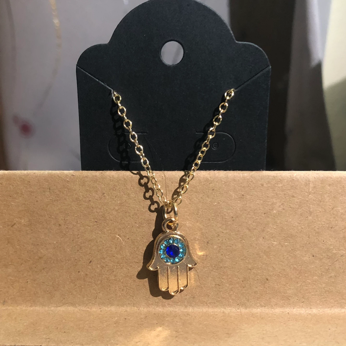 Hamsa Hand Necklace- 14k gold plated