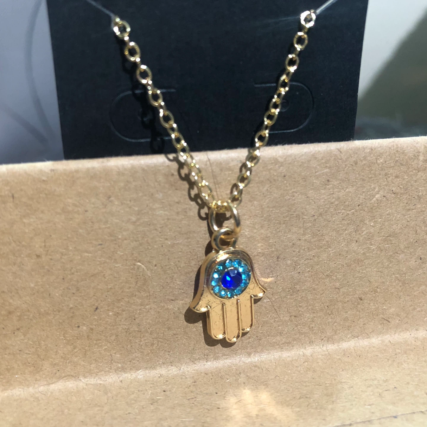 Hamsa Hand Necklace- 14k gold plated - photo 3