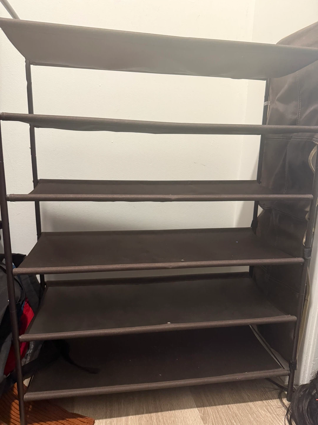 5-Tier Brown Fabric Shoe Rack