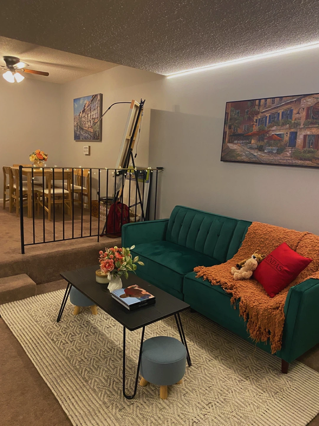 Emerald Green Tufted Loveseat Sofa Bed - photo 4