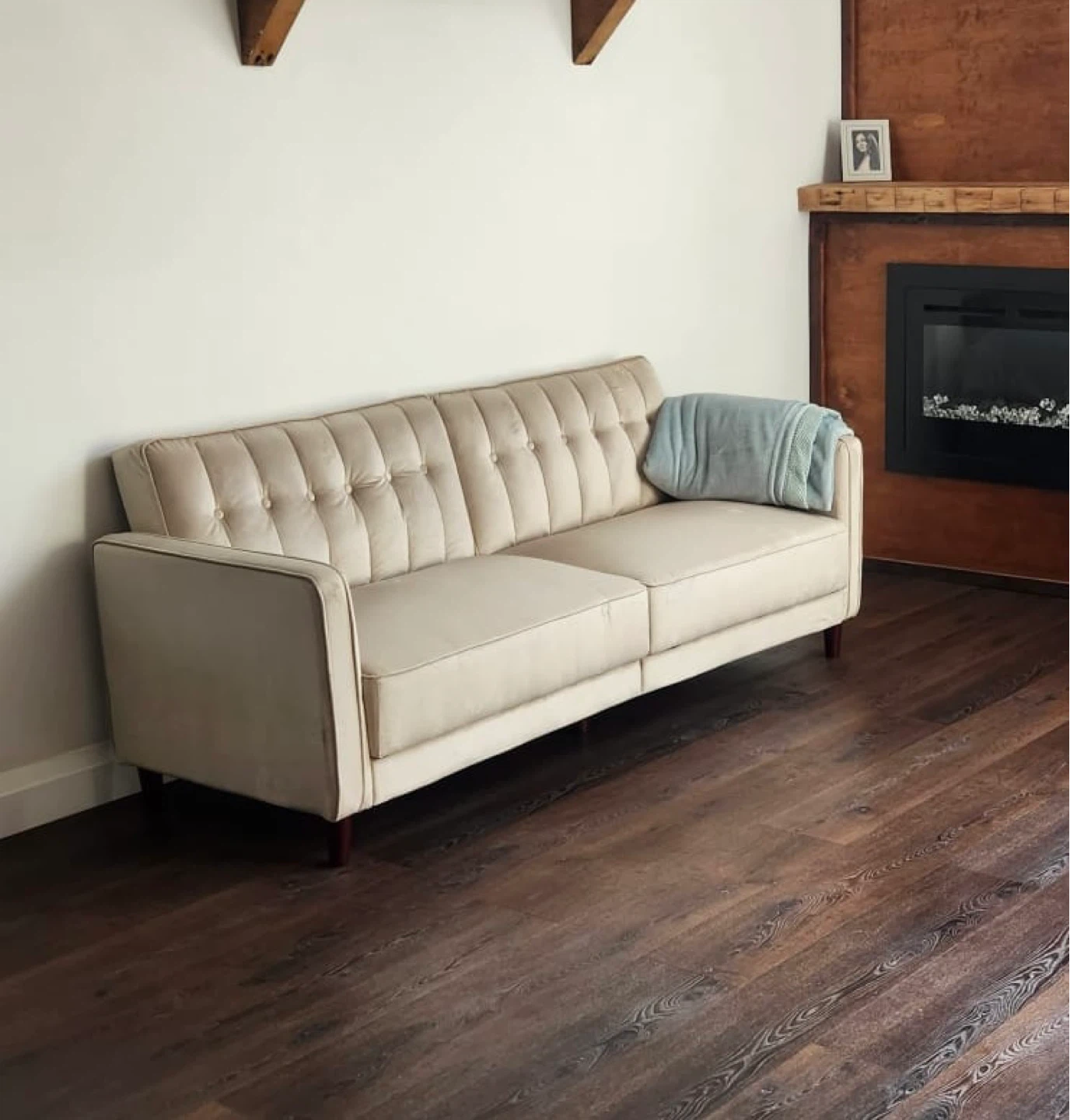 Light Beige Tufted Loveseat Sofa Bed