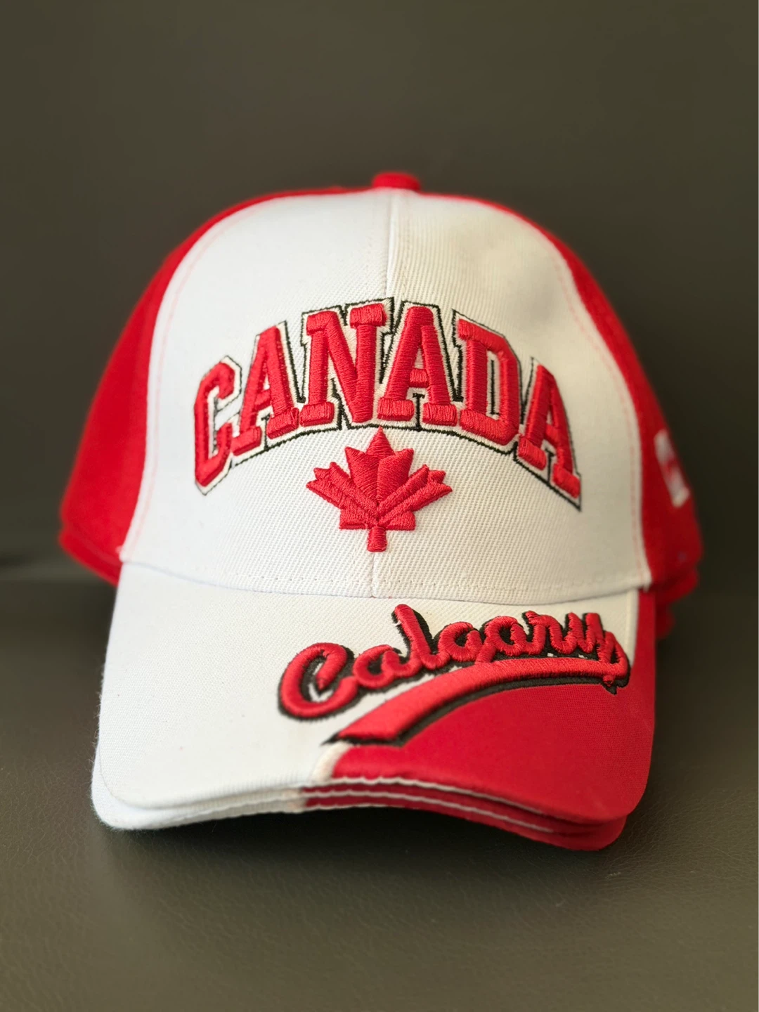 Red and White Canada Calgary Baseball Cap