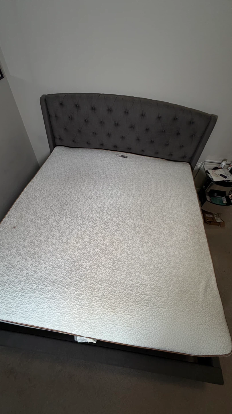 King size Bedframe with Box Spring, Matress and Bed Topper