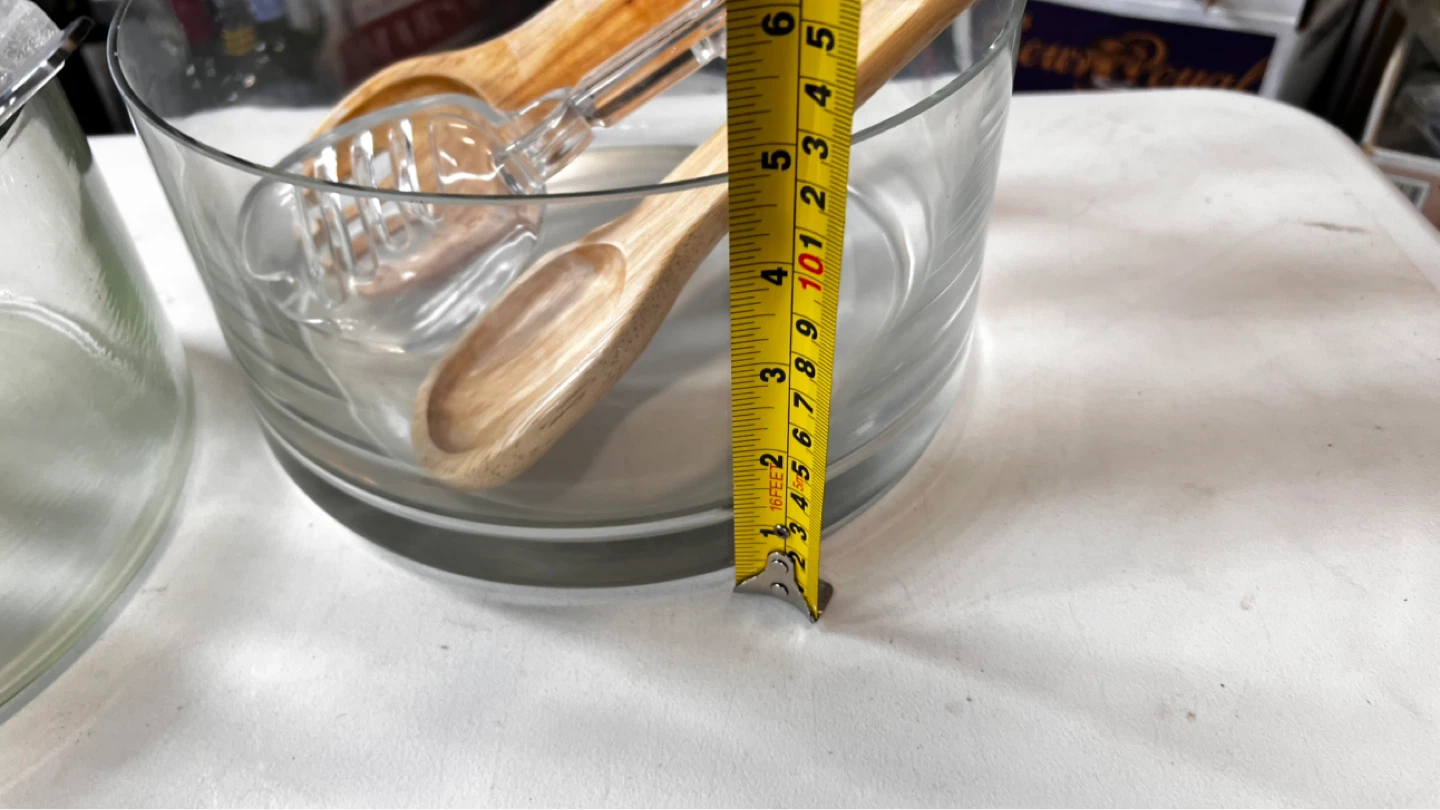 Glass Salad Bowl Set with Servers - photo 5