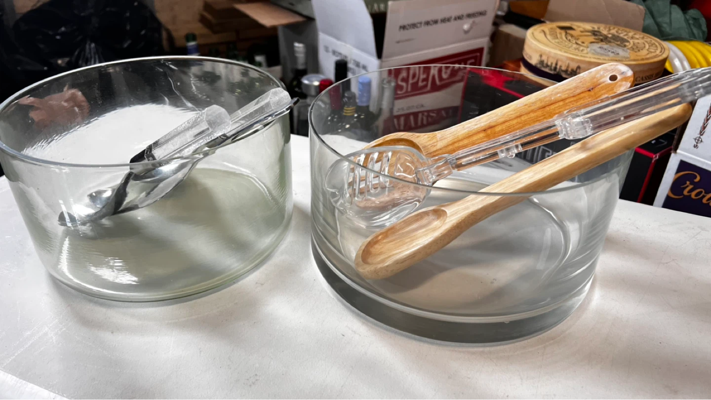 Glass Salad Bowl Set with Servers