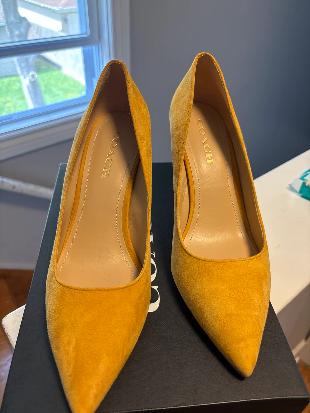 Coach Suede Pumps - Mustard Yellow - Size 10 - photo 2