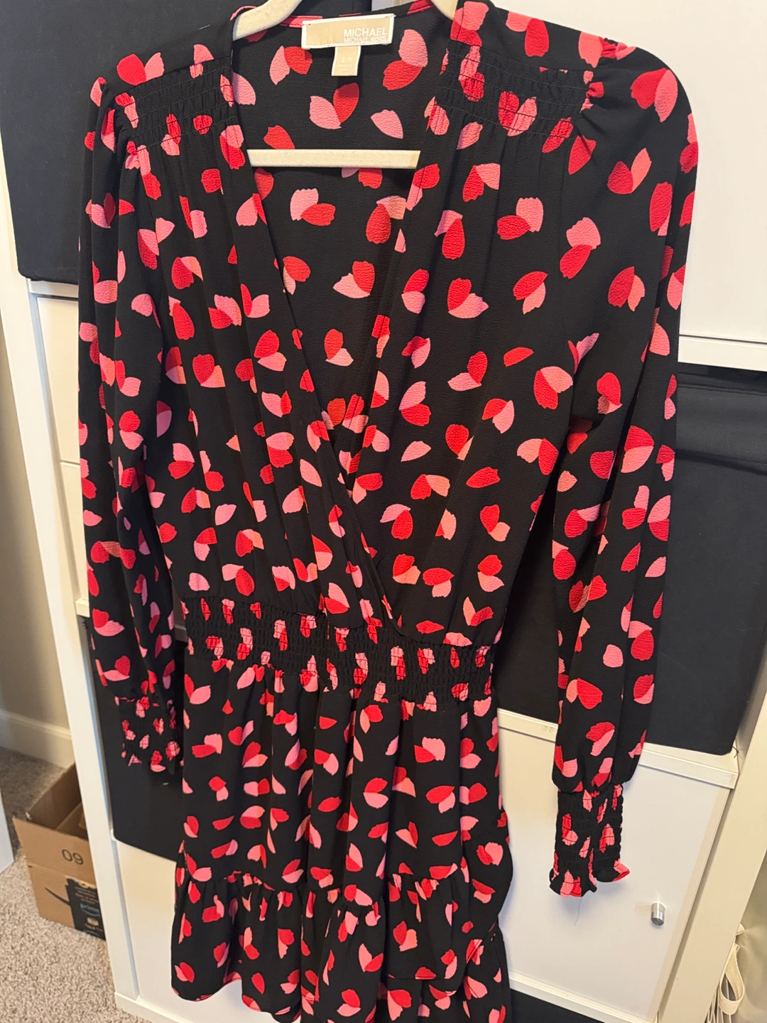 Michael Kors Black Floral Print Mini Dress Size S/P