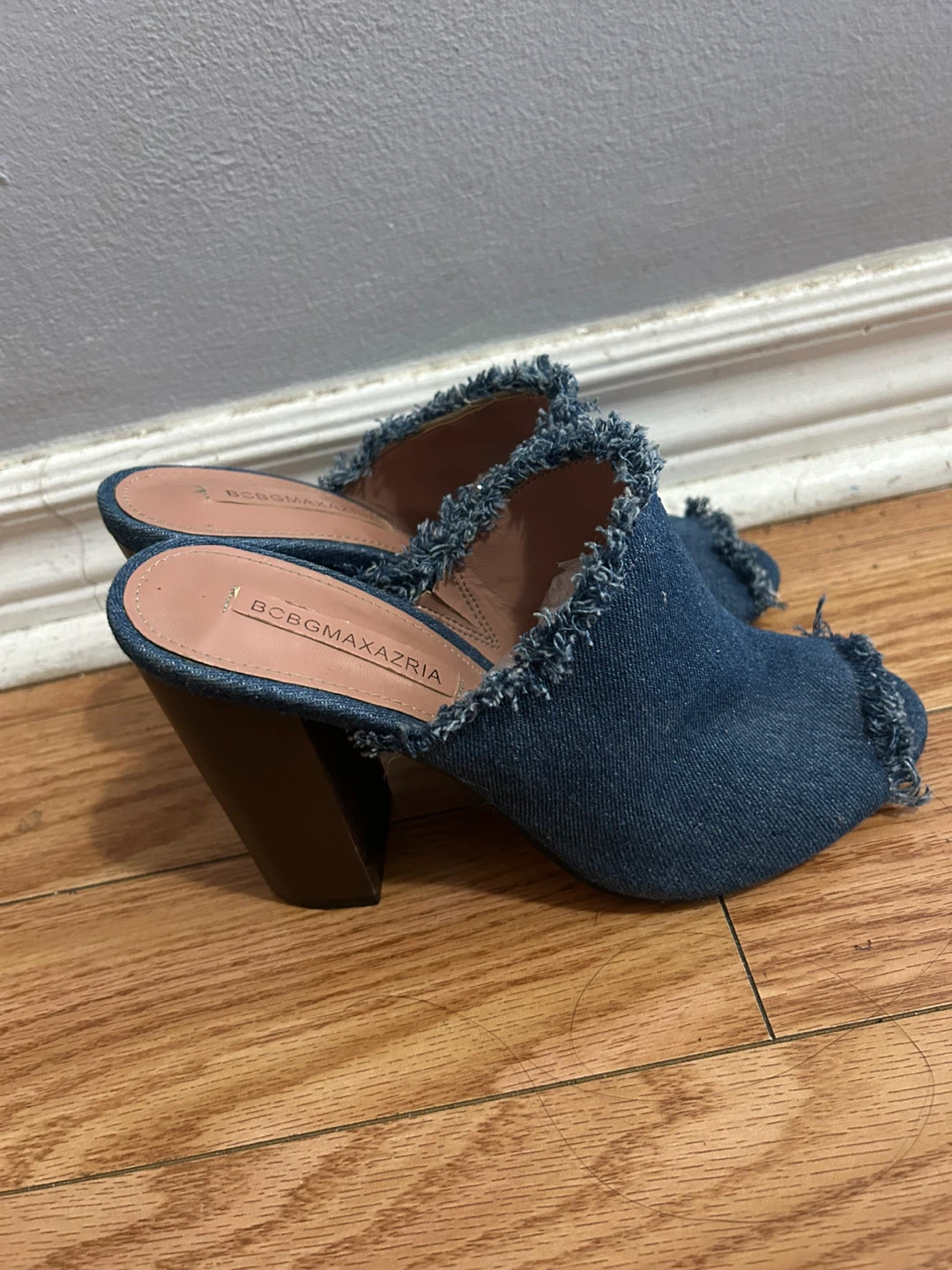 Size 6 BCBGMAXAZRIA Denim Mules Heels