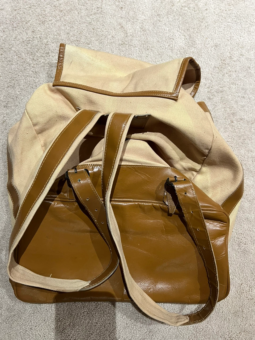 Canvas and Faux Leather Backpack - photo 3