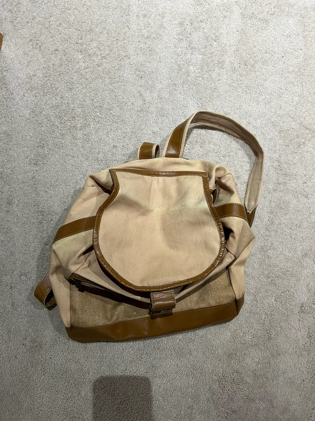 Canvas and Faux Leather Backpack - photo 5