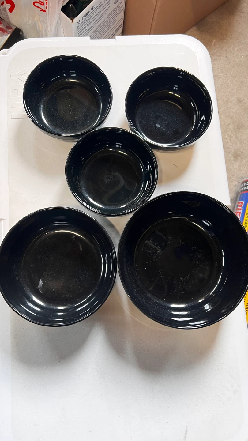 Set of 7 Black Bowls