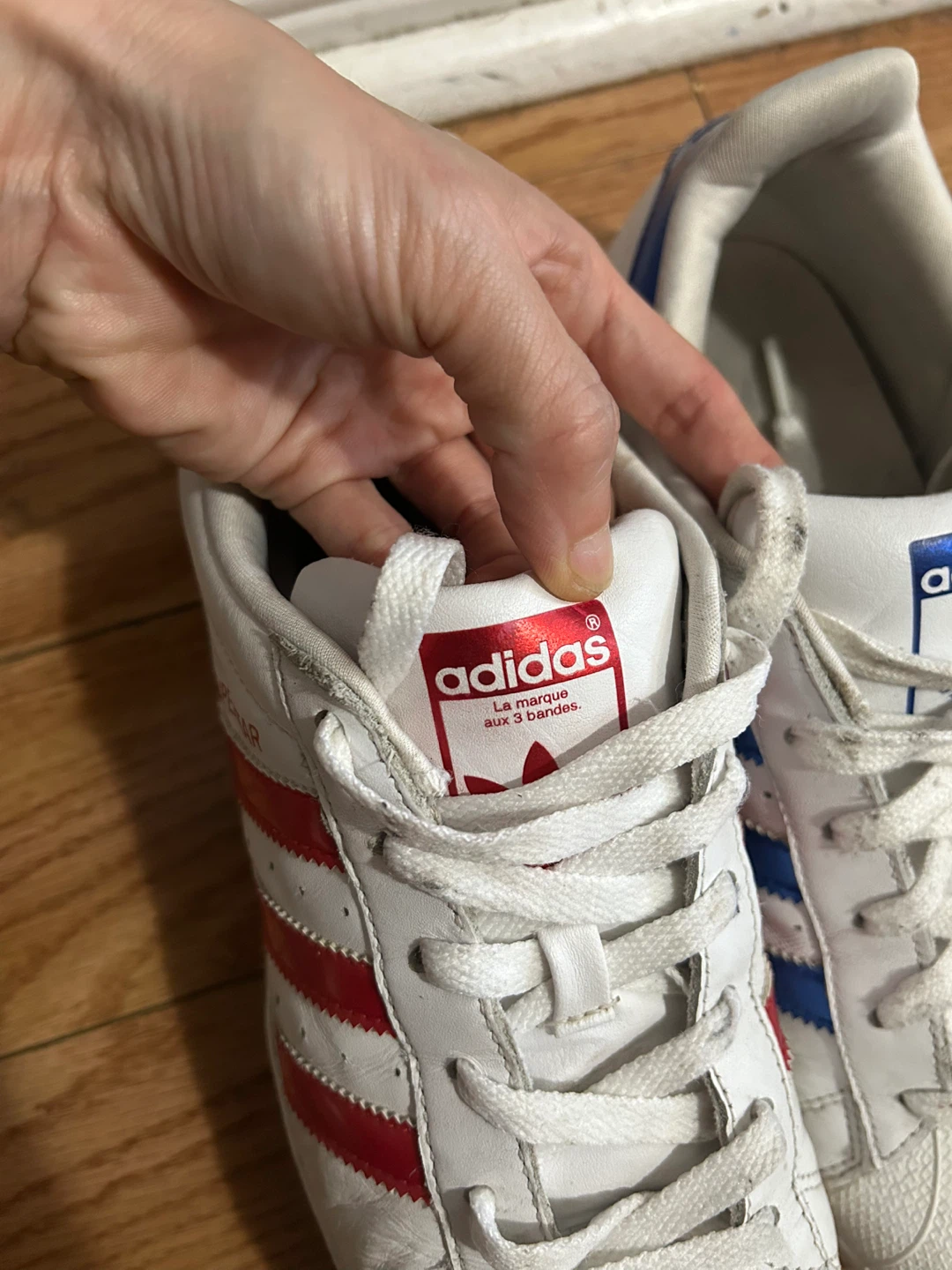 Size 7.5 Women Adidas Superstar Shoes  Red and Blue Accents - photo 5