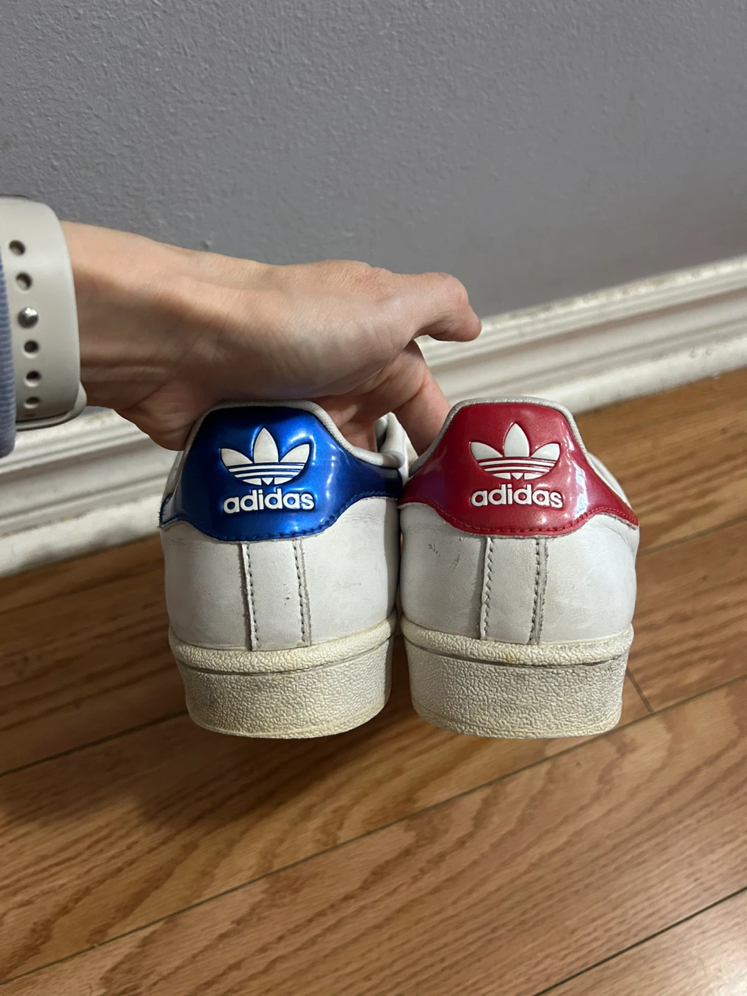Size 7.5 Women Adidas Superstar Shoes  Red and Blue Accents - photo 3
