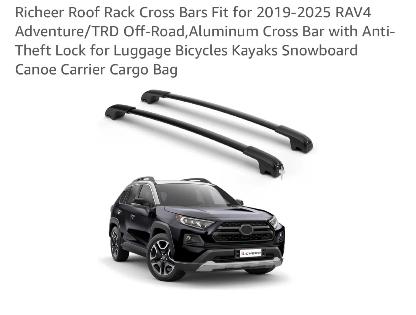 Roof Rack Bars for 2019-2025 Toyota RAV4 Adventure/TRD Off-Road