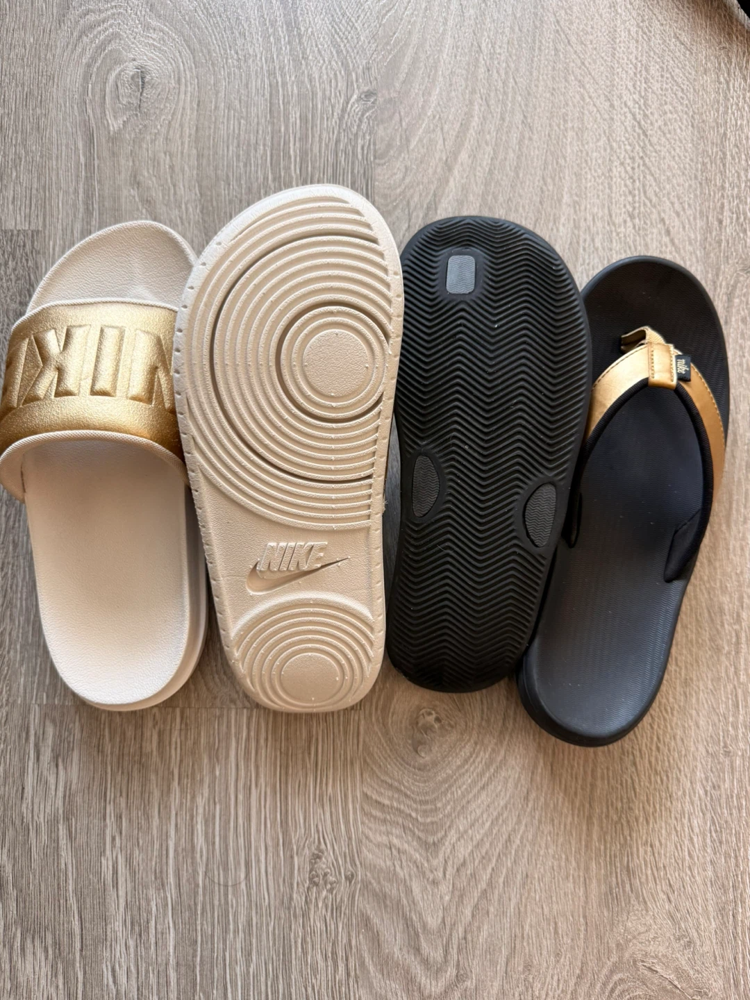 Nike Slides & Flip Flops - Gold and Black - photo 2