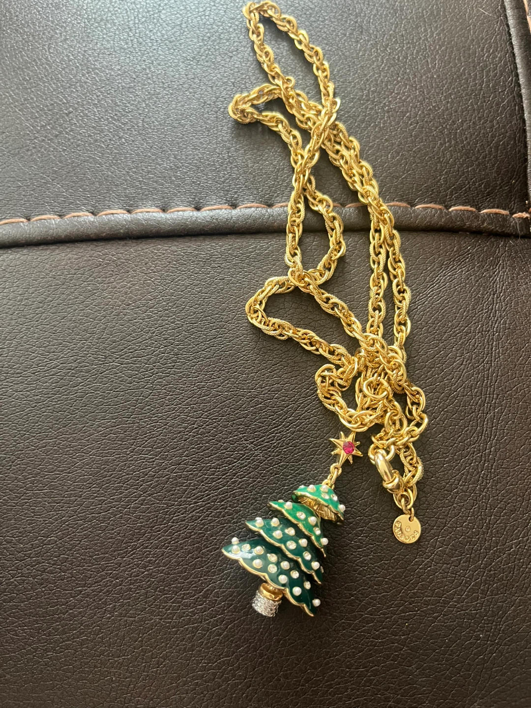 Enamel Christmas Tree Pendant Necklace