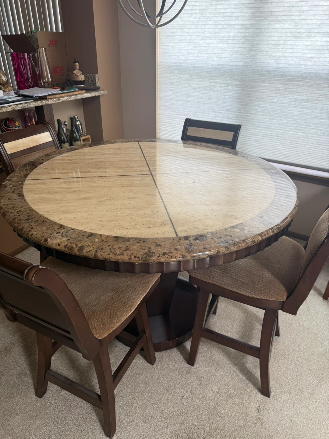 Marble Top Dining Table with 4 Chairs