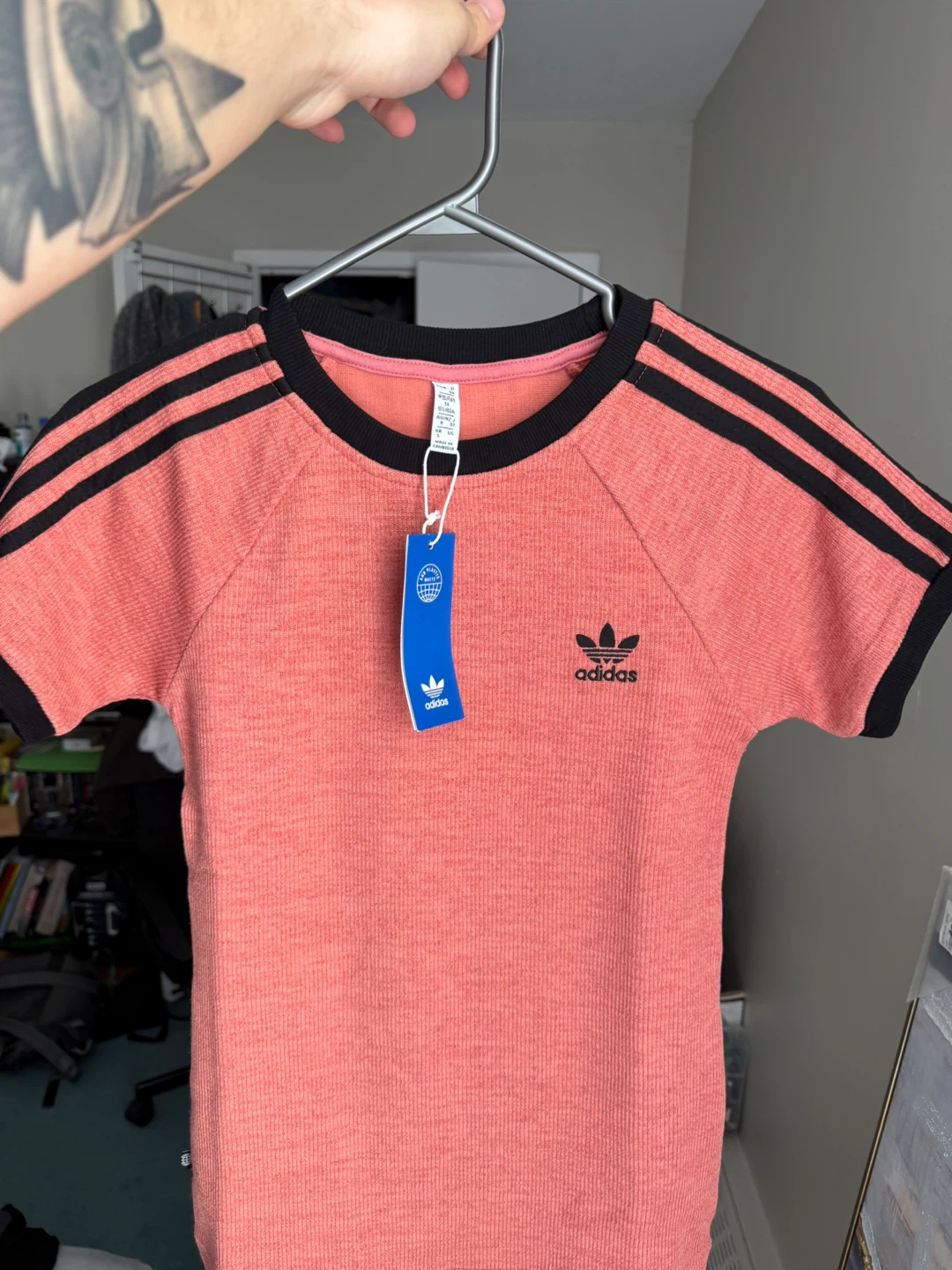Adidas 3-Stripes T-Shirt - Coral, Small size
