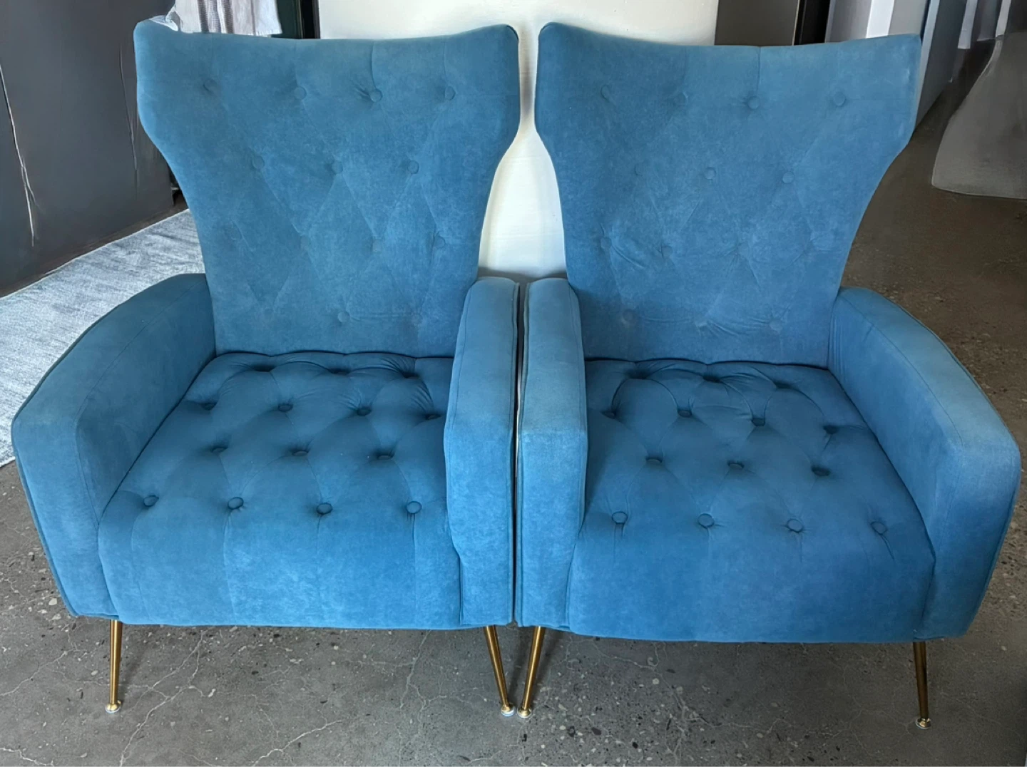 Etta Avenue "Accra" 27" Wide Tufted Velvet Wingback Chairs - photo 2