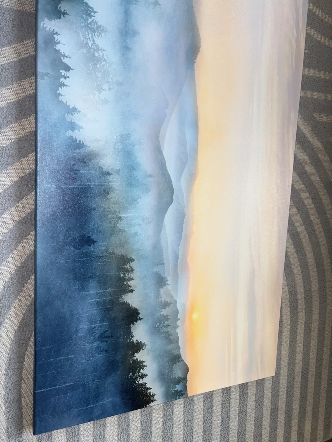Misty Forest Mountain Sunset Canvas Art Print - photo 4