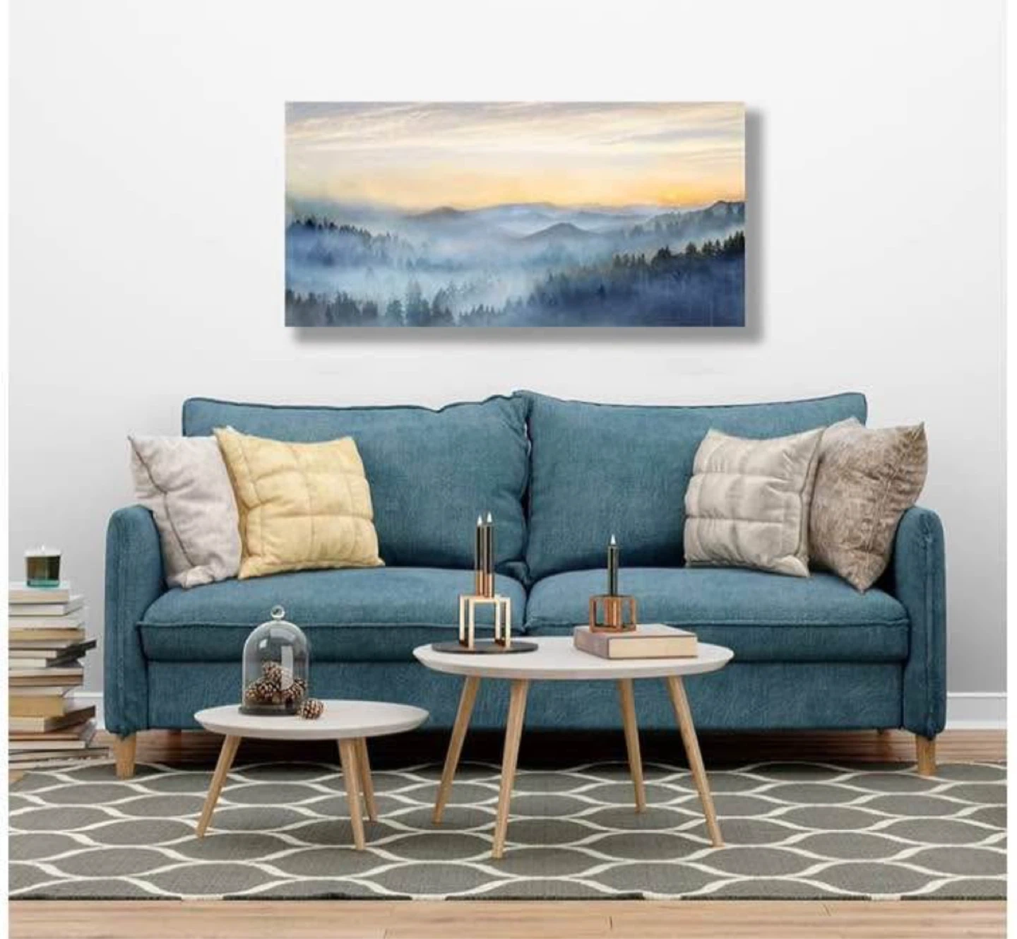 Misty Forest Mountain Sunset Canvas Art Print