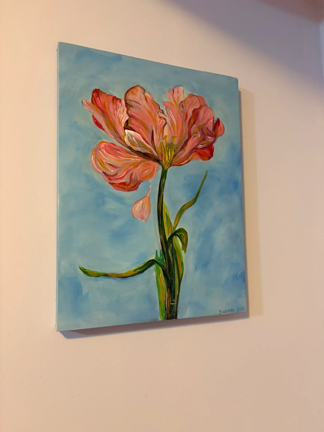 SUNDAY SALE! Original  Painting of Pink Tulip - photo 5