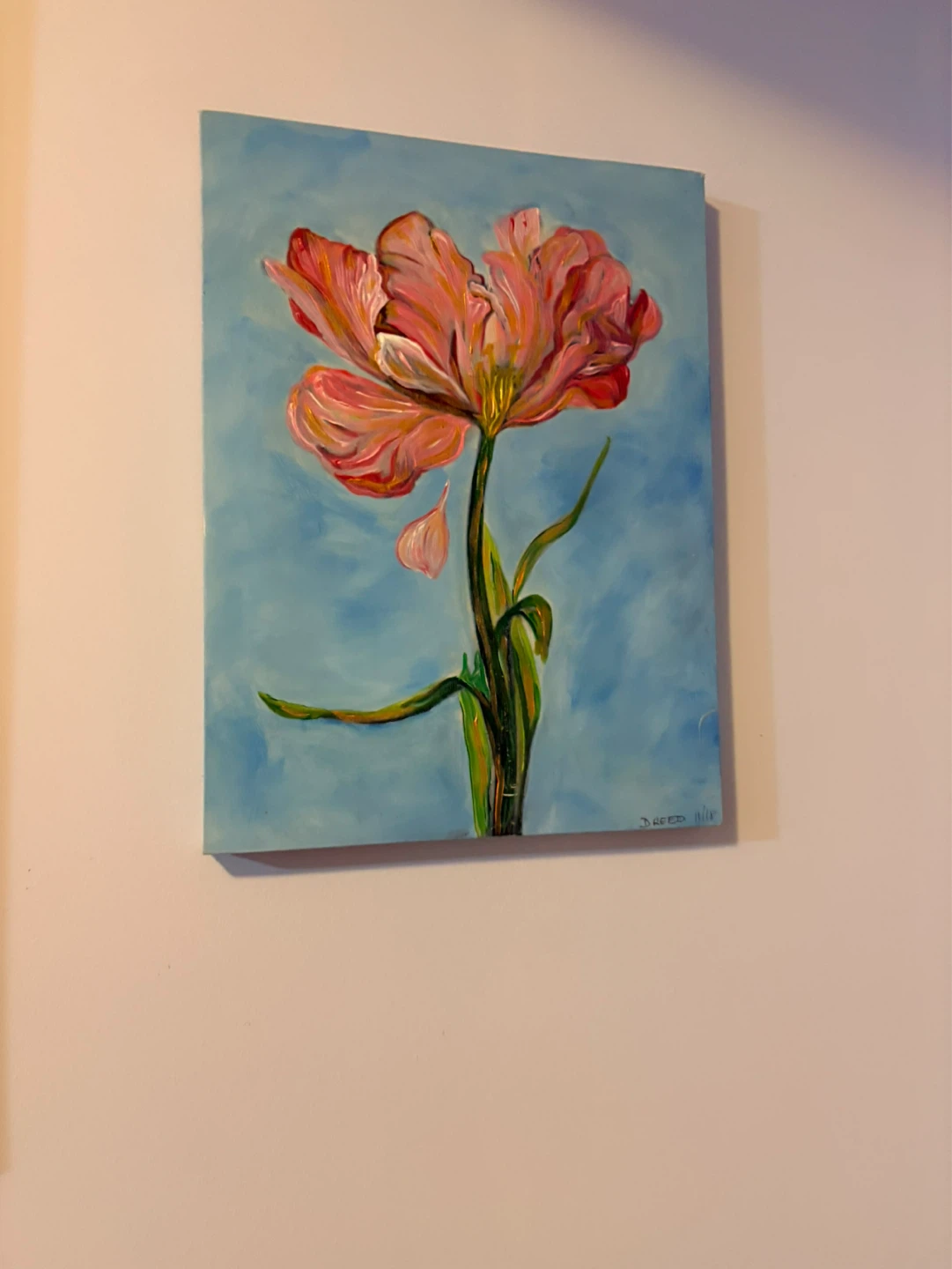 SUNDAY SALE! Original  Painting of Pink Tulip - photo 4