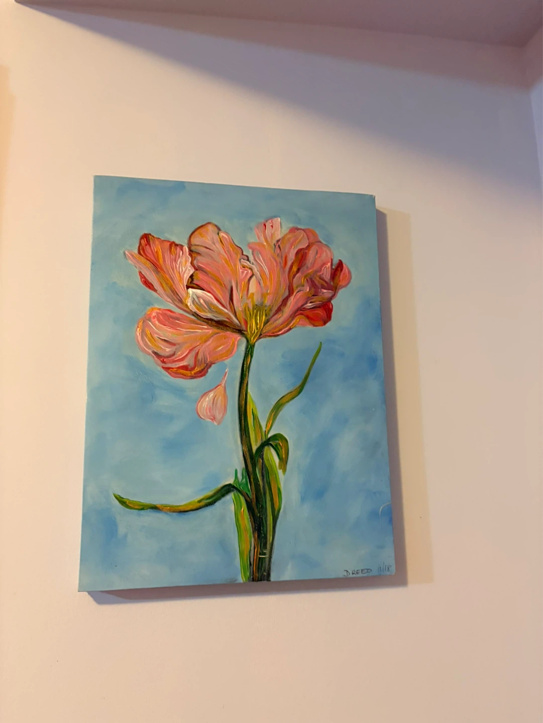 SUNDAY SALE! Original  Painting of Pink Tulip - photo 3