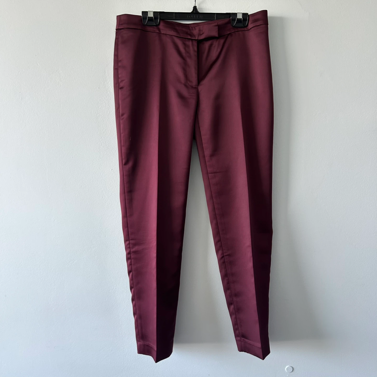 Anne Klein Burgundy Satin Low Rise Skinny Trousers 2