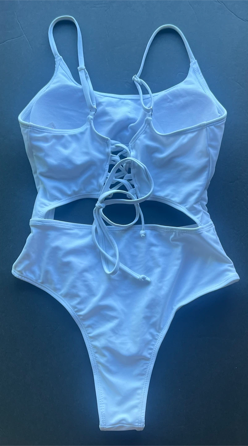 One-Piece Swimsuit with Lace-Up Back - photo 3