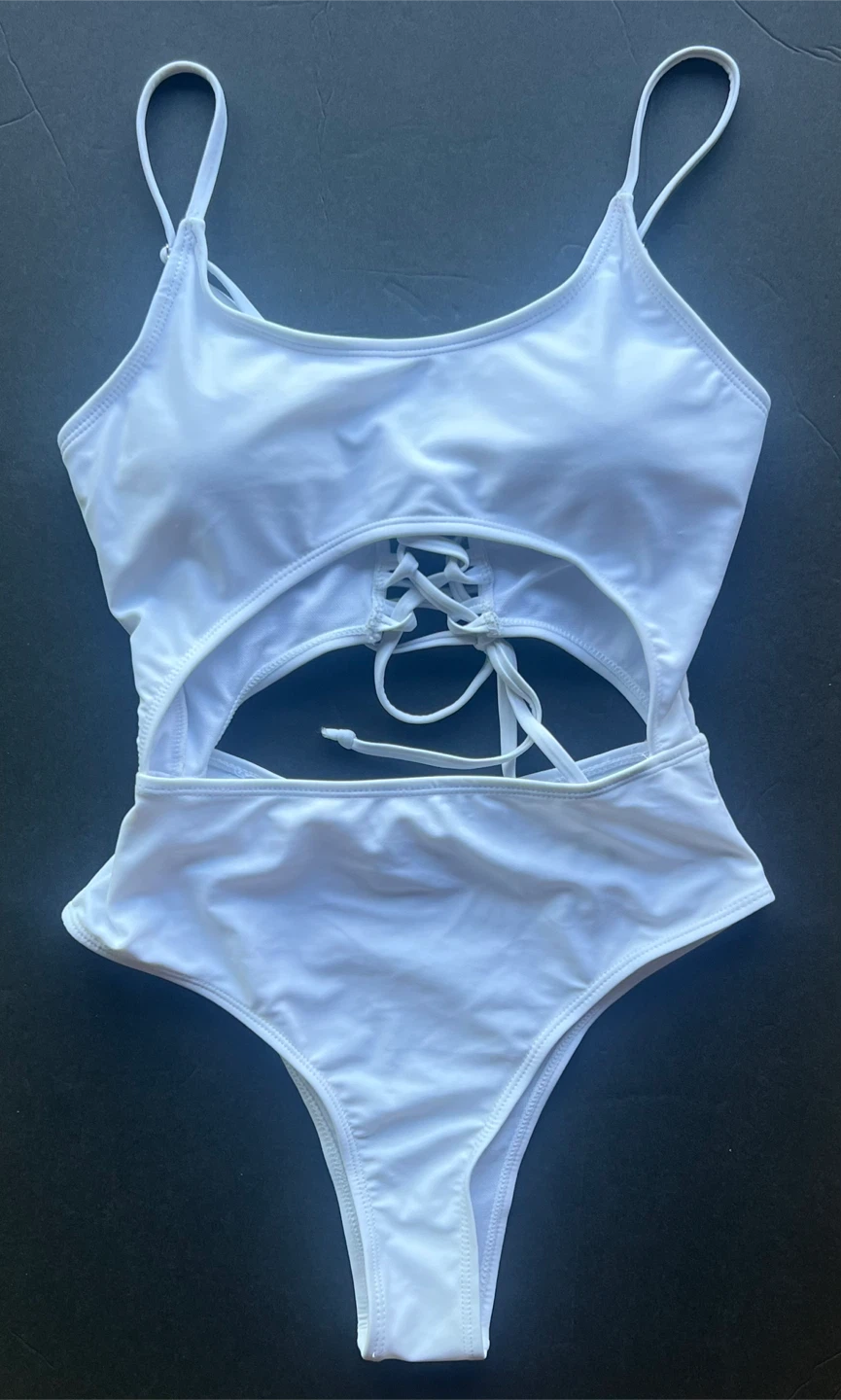 One-Piece Swimsuit with Lace-Up Back