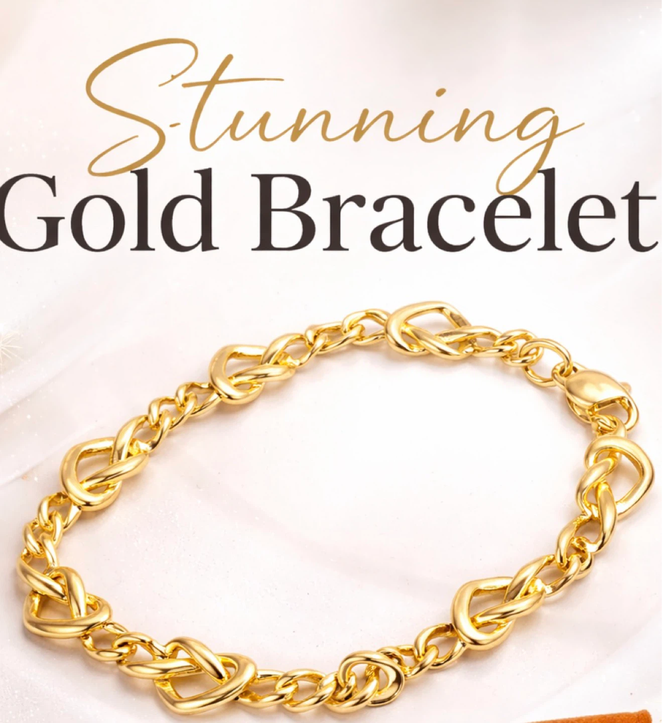 Gold bracelet 14K gold rhodium with Heart Links