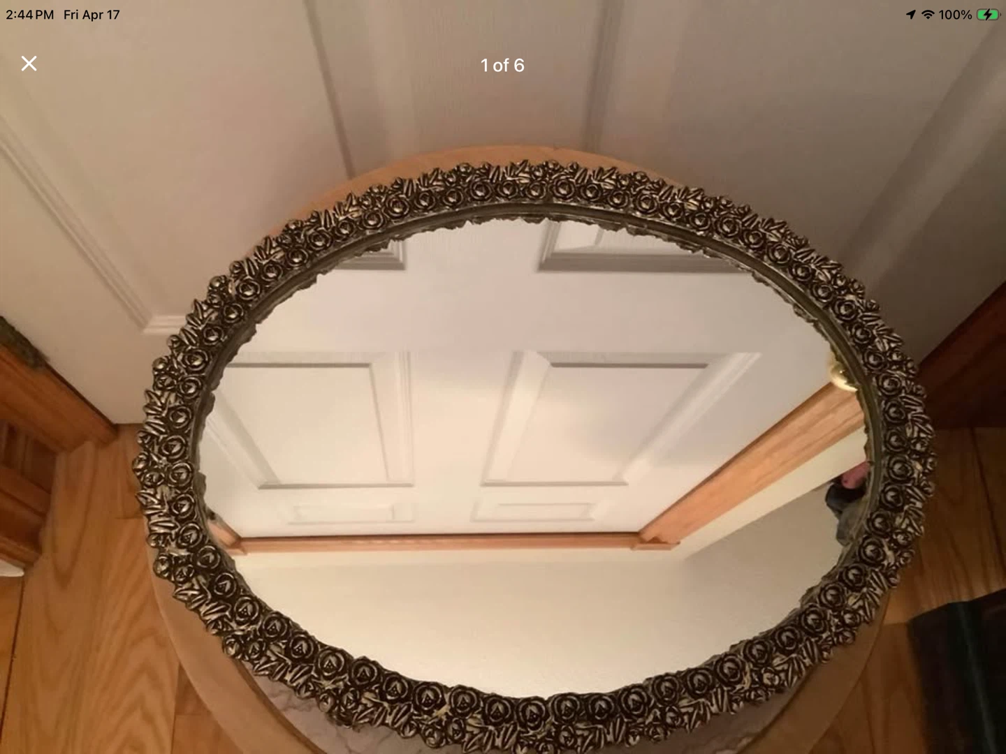 Vtg Four Footed Brass Oval Vanity Dresser Mirror 🐞