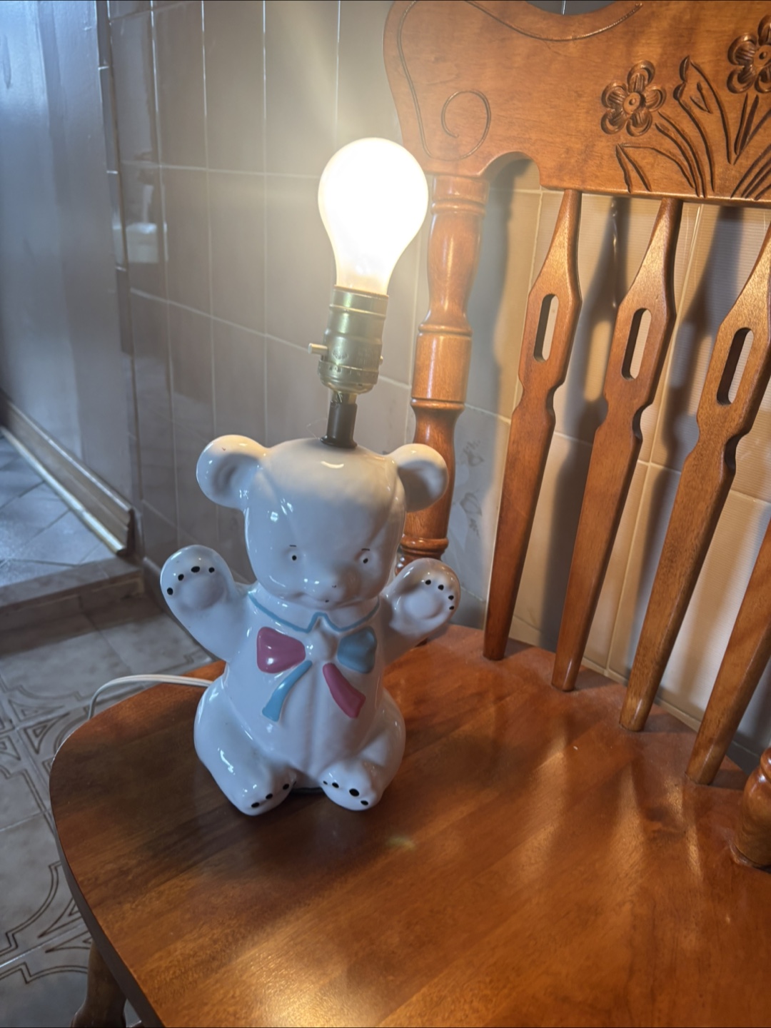 Vintage Ceramic Teddy Bear Lamp - photo 3