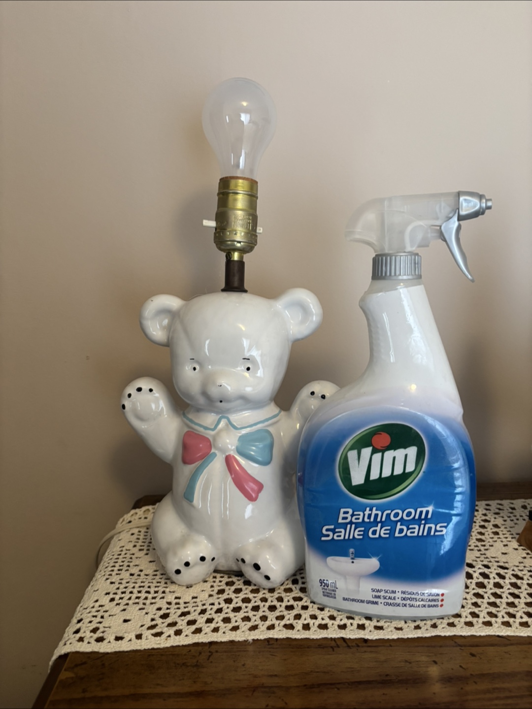 Vintage Ceramic Teddy Bear Lamp - photo 2