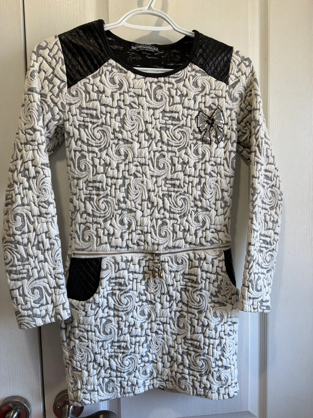 Girls Quilted Dress with Bow Detail