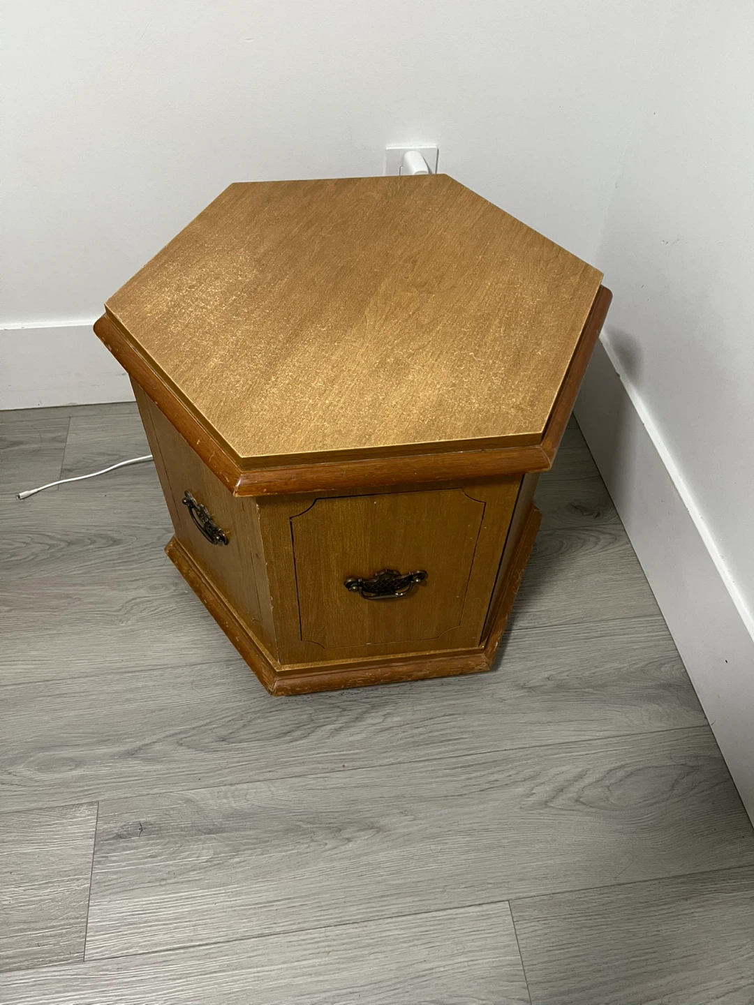 Hexagonal Side Table with Drawer
