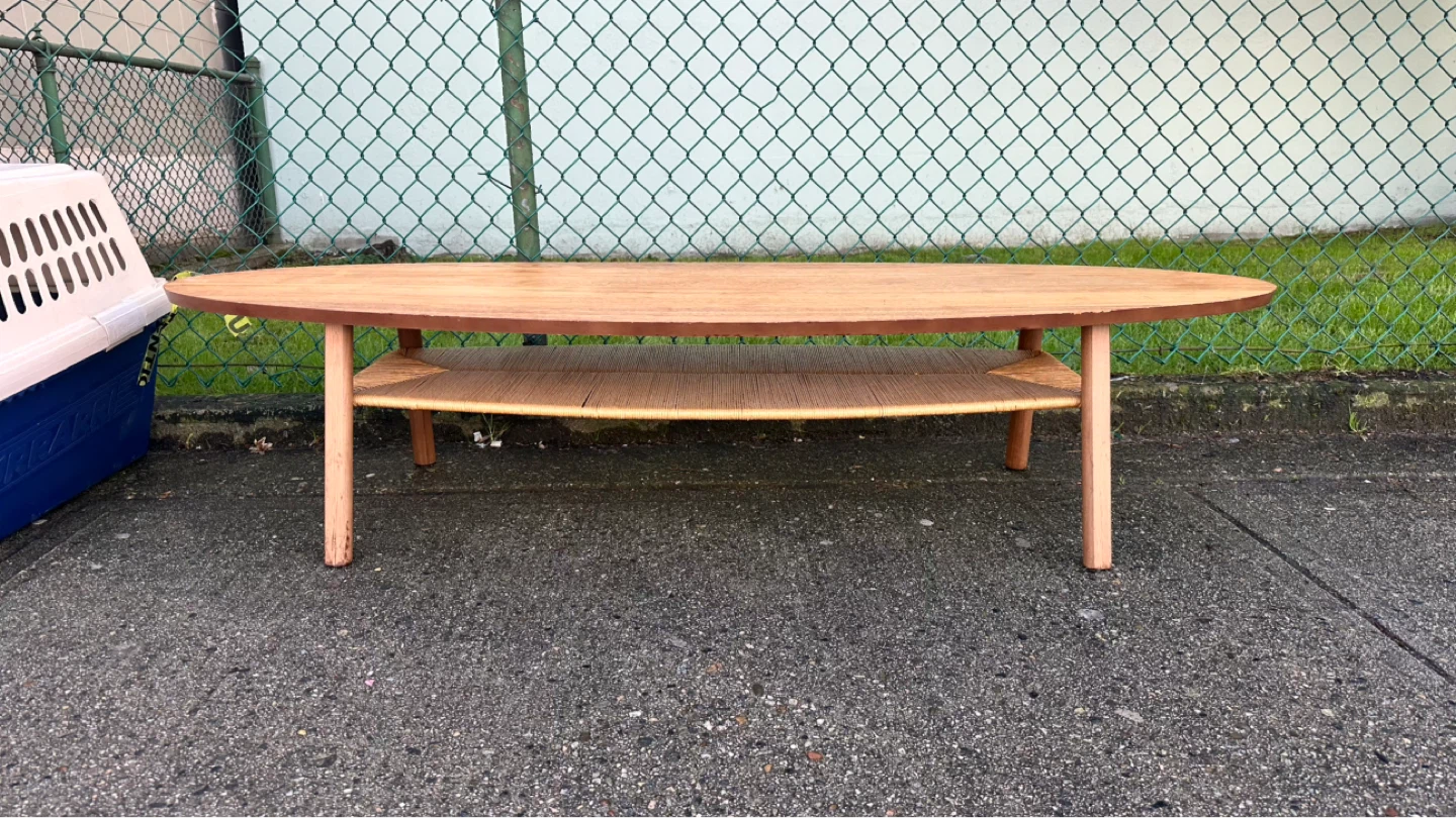 Oval Coffee Table with Rattan Shelf - photo 2