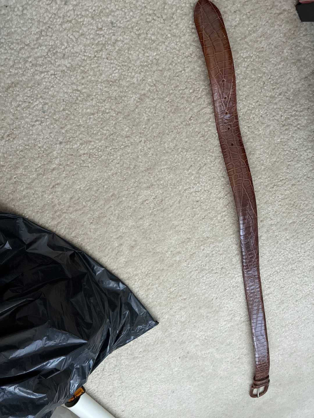 Ann Taylor Brown Croc Embossed Leather Belt - Size S