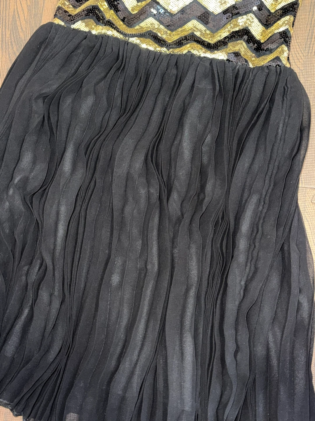 Black Strapless Sequined Chevron Dress - photo 2