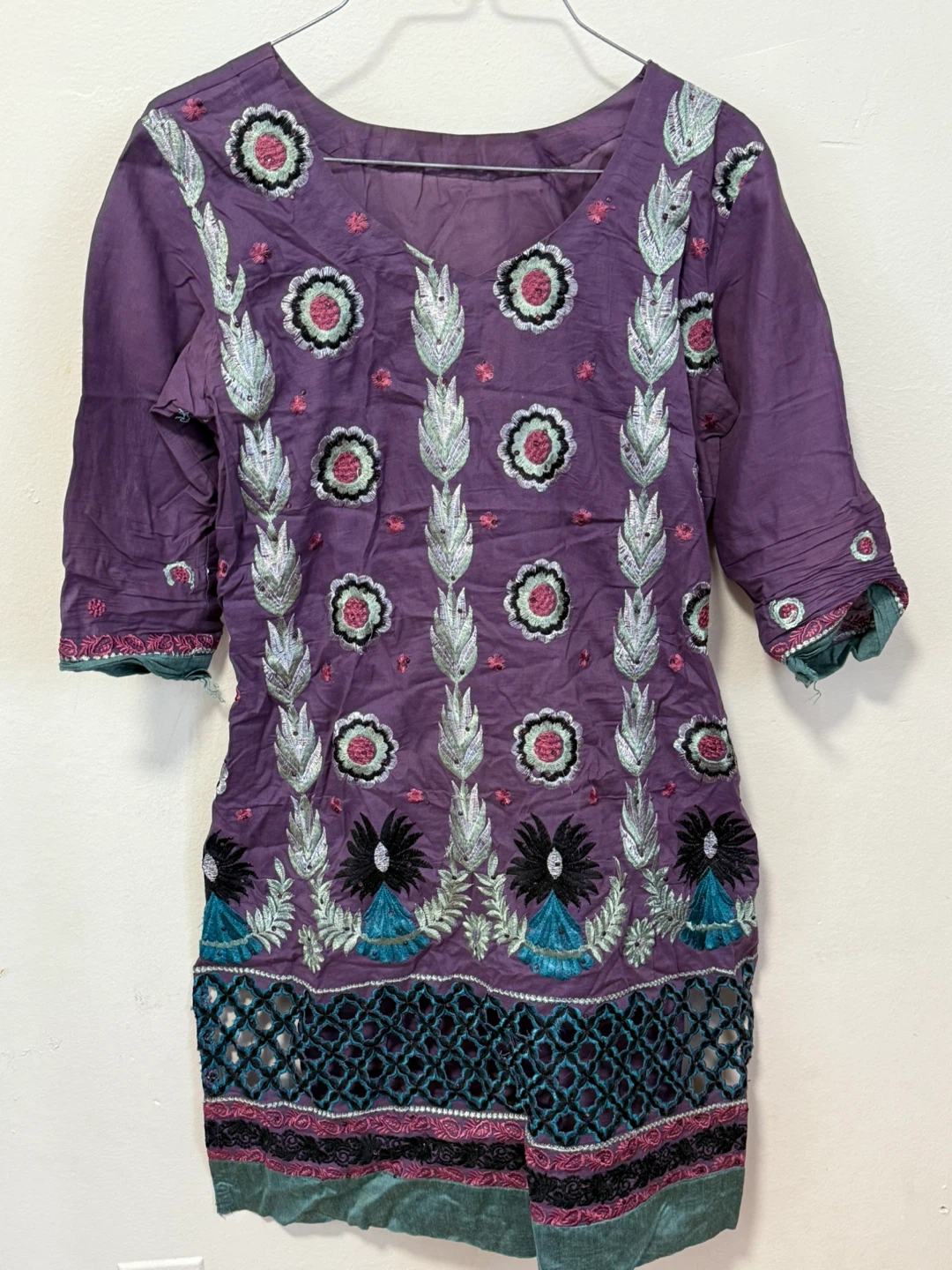 Purple Embroidered Kurti