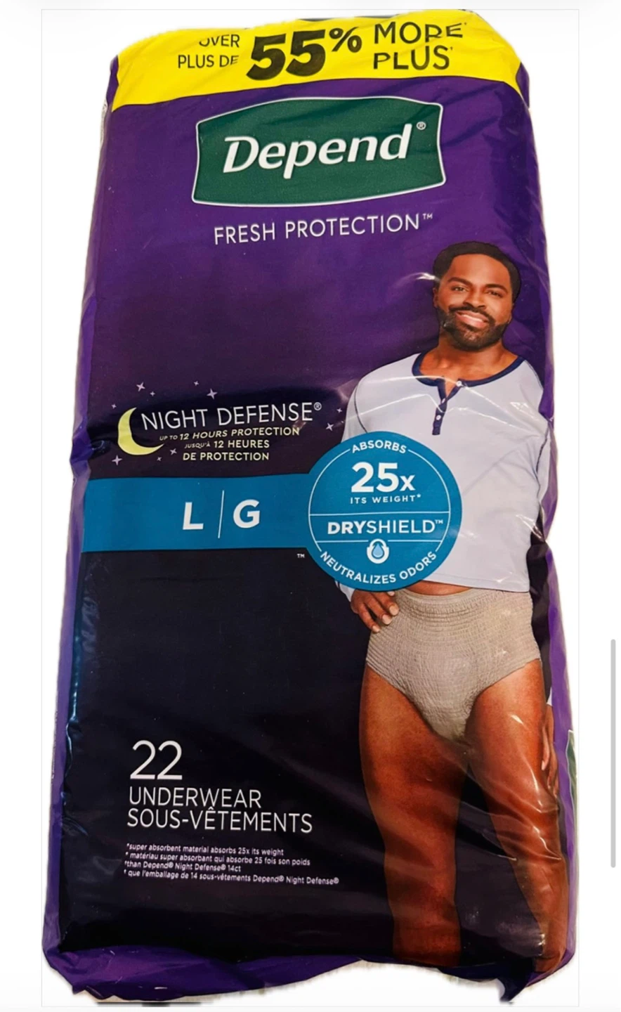 Depend Night Defense Underwear L 22 Pack